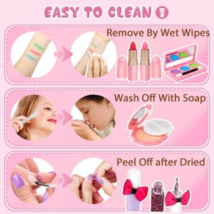 Kids Washable Makeup Girl Toys – Kids Makeup Kit for Girl, Real Make Up Set, Little Girls Makeup Kit for Toddler Kid Children Princess, Christmas Birthday Gift Toys for Girl 4 5 6 7 8 9 10 Year Old