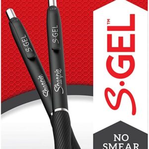 Sharpie S-Gel, Gel Pens, Medium Point (0.7mm), Black Ink Gel Pen, 12 Count (Pack of 1), Assorted