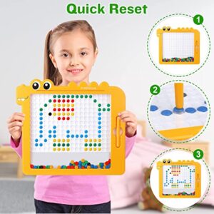 Magnetic Drawing Board for Kids 3-6 Years, Large Magnetic Dot Art for Toddlers, Educational Preschool Toys, Magnetic Doodle Board with Magnetic Pen and Colourful Beads
