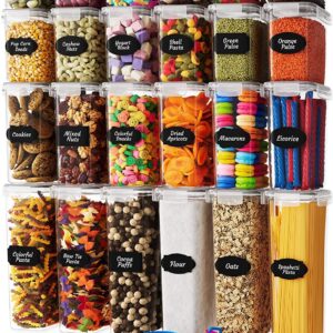 Chef’s Path Airtight Food Storage Containers Set with Lids (24 Pack) for Kitchen and Pantry Organization – BPA Free Kitchen Canisters for Cereal, Rice, Flour & Oats – Free Marker and 24 Labels