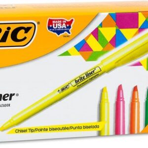 BIC Brite Liner Highlighter, Chisel Tip, Assorted Colors, 24-Count, Chisel Tip for Broad Highlighting or Fine Underlining