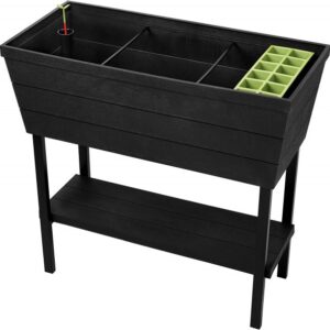 Keter Urban Bloomer 12.7 Gallon Raised Garden Bed with Self Watering Planter Box and Drainage Plug, Dark Grey