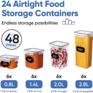 Chef’s Path Airtight Food Storage Containers Set with Lids (24 Pack) for Kitchen and Pantry Organization – BPA Free Kitchen Canisters for Cereal, Rice, Flour & Oats – Free Marker and 24 Labels