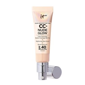 IT Cosmetics CC+ Nude Glow Lightweight Foundation + Glow Serum with SPF 40 – With Niacinamide, Hyaluronic Acid & Green Tea Extract – 1.08 fl oz