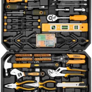 DEKOPRO 228 Piece Socket Wrench Auto Repair Tool Combination Package Mixed Tool Set Hand Tool Kit with Plastic Toolbox Storage Case