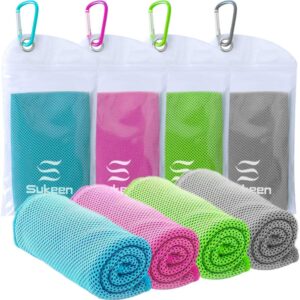 Sukeen [4 Pack Cooling Towel (40″x12″),Ice Towel,Soft Breathable Chilly Towel,Microfiber Towel for Yoga,Sport,Running,Gym,Workout,Camping,Fitness,Workout & More Activities